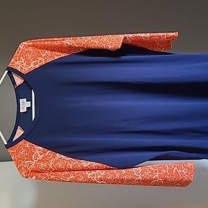 LuLaRoe 2XL Orange/ Blue Randy baseball tee
